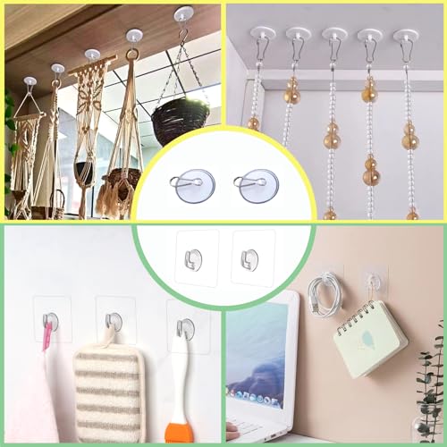 Image of Stained Glass Window Hanging Chain Kit with Suction Cup Hooks, Black Picture Hanging Chain Sunshine Catcher Metal Nickel Plating Stained Glass Window Panels 10 Inch and 20 Inch