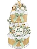 Safari Diaper Cake - Gender Neutral Baby Gift - Gender Reveal - Burlap and Sage Green