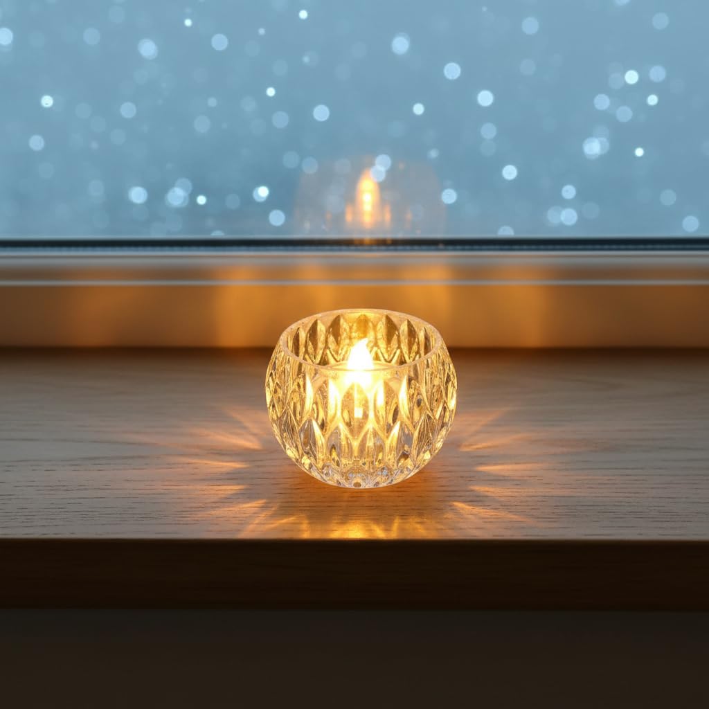 Crystal Round LED Diya for Home Décor | Flameless Tealight Candle for Diwali, Ganesh Festival, Pooja, Wedding & Gifting | Decorative Light for Festive Decoration (Small, 2, Count)-image-17