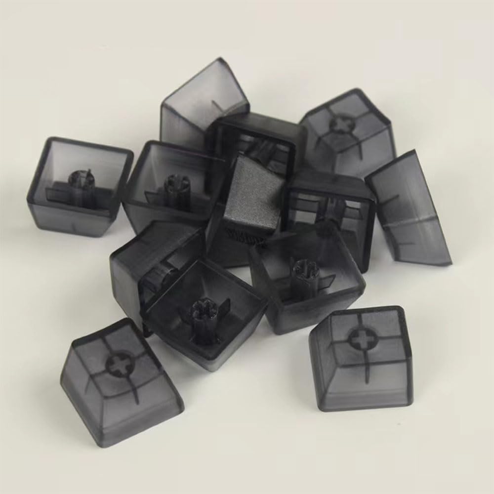 OEM Profile Blank Keycaps ABS Frosted Transparent Translucent 1U R4 Keycap for MX switches Mechanical Keyboard (Transparent Black, 100pcs)
