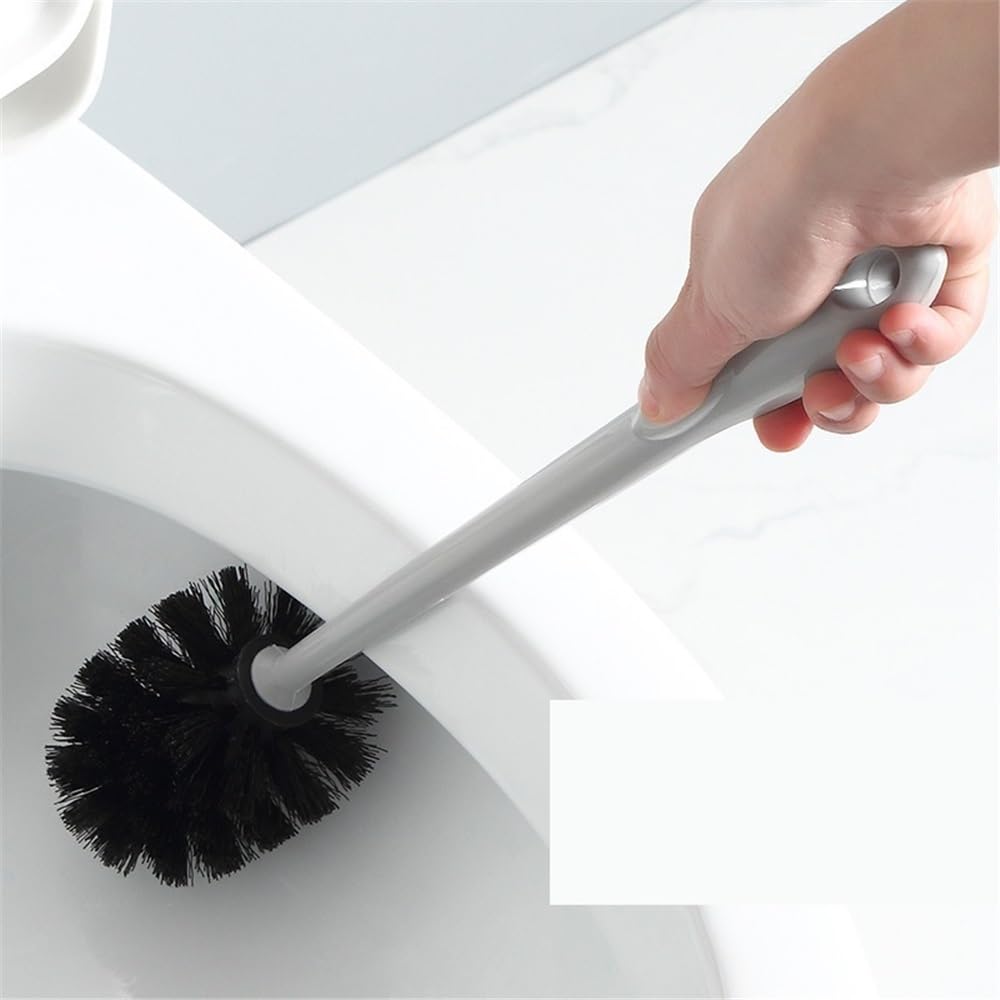Cepillo de inodoro de mango largo, herramienta de limpieza de baño, soporte para colgar en la pared para ahorrar espacio, cepillo de limpieza duradero para el hogar