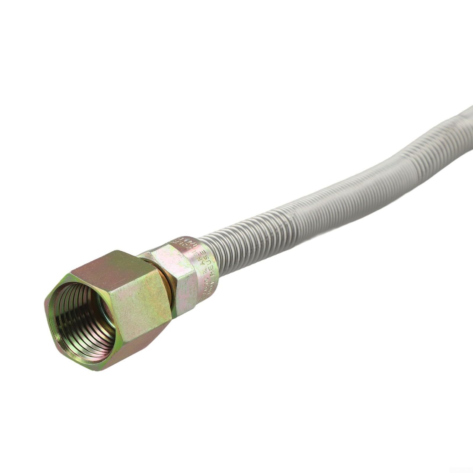 Flexible Gasleitung Propangasschlauch Edelstahl 304 Pfeiffreies Design Für Außen Innen Heizung Feuerstellen Kamine Silber 30 Zoll 3/8 Zoll UV-Schutz Für Gasgeräte Anwendungen