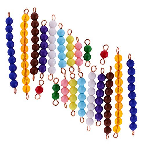 MagiDeal 20pcs Barras de Diez Bolas Montessori Material Matemáticas Juguetes Educativos Regalo Educación Tempran