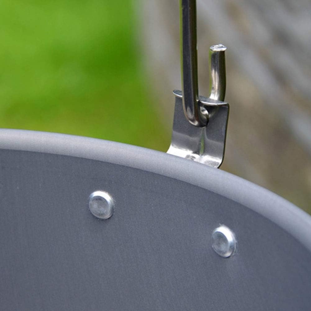 Camping Hanging Pot, Aluminum Alloy Cooking Pot Campfire Heating Stove W/Lid Picnic Kettle Large Capacity Outdoor Travel Hiking Single Pot,Black
