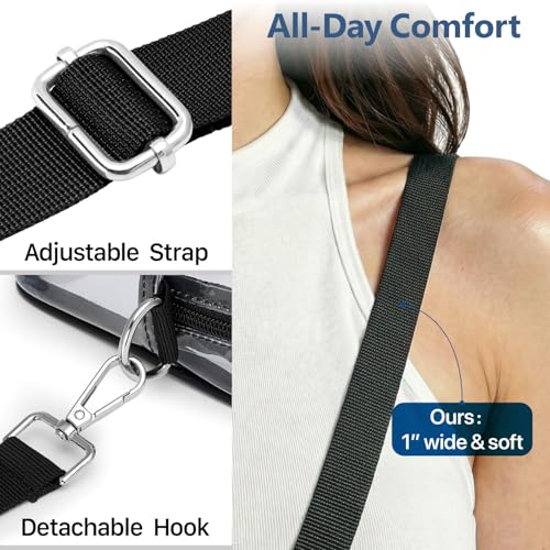 Image of PACKISM Clear Bag for Stadium Events - Small Clear Purse Crossbody Bag | Adjustable Wide Strap, 2 Easy Access Pockets, Thick 0.5mm PVC, for Sports Game Day Concerts Festival, Women Clear Stadium Bag