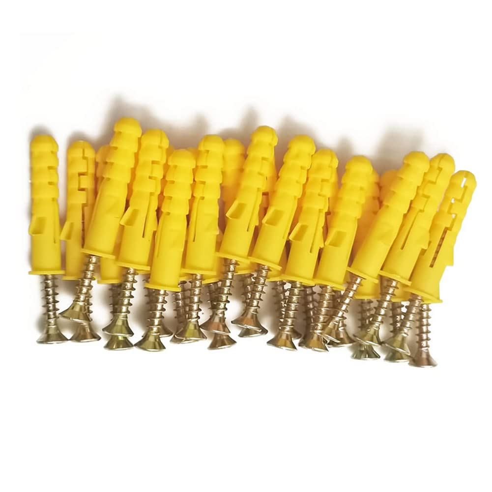 Drywall Anchor kit, 60 Pieces Plastic Expander Anchor Screw Hole Fillers and Screws Galvanized Plated for Drywall Hollow Wall Concrete Ceiling Tile Wood (M6x40mm 30set)