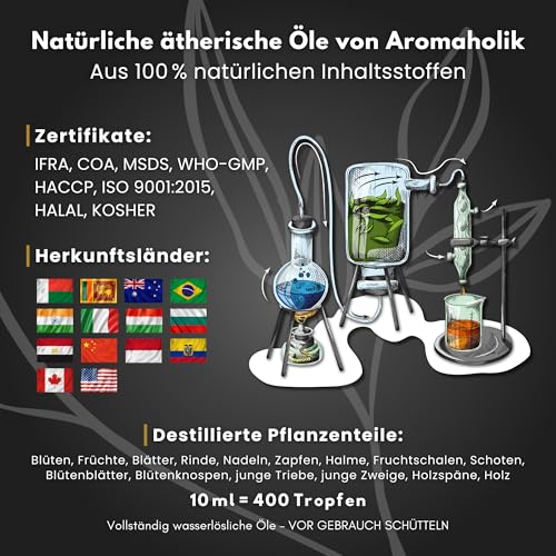 Aromaholik Grapefruitöl BIO 100% naturrein – Ätherische Öle für Diffuser & Aroma Diffuser – Zertifiziertes ätherisches Öl aus Indien – Grapefruit Essential Oils 10ml für Sauna & Massage