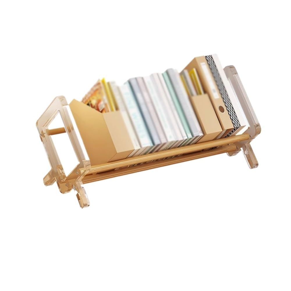 AYCDL Bookcase Desktop Freestanding Bamboo Bookshelf, Rectangular Hollow Plastic Side Panels Organizer Shelf, Home Office and Study Display Shelves Display Shelf,size_name-L50xW21xH15 cm