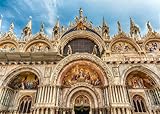 Loccor 7x5ft Fabric St Mark's Basilica Backdrop Italy Venice Landmark Cathedral Church in Piazza San Marco Background for Italian Theme Party Decorations Photo Studio Props