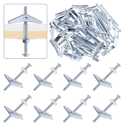 Tanstic 30 Sets 3/16 Inch Toggle Bolt and Wing Nut Assortment Kit, Butterfly Toggle Anchors with Wing Nuts, Hex Nuts, Washers