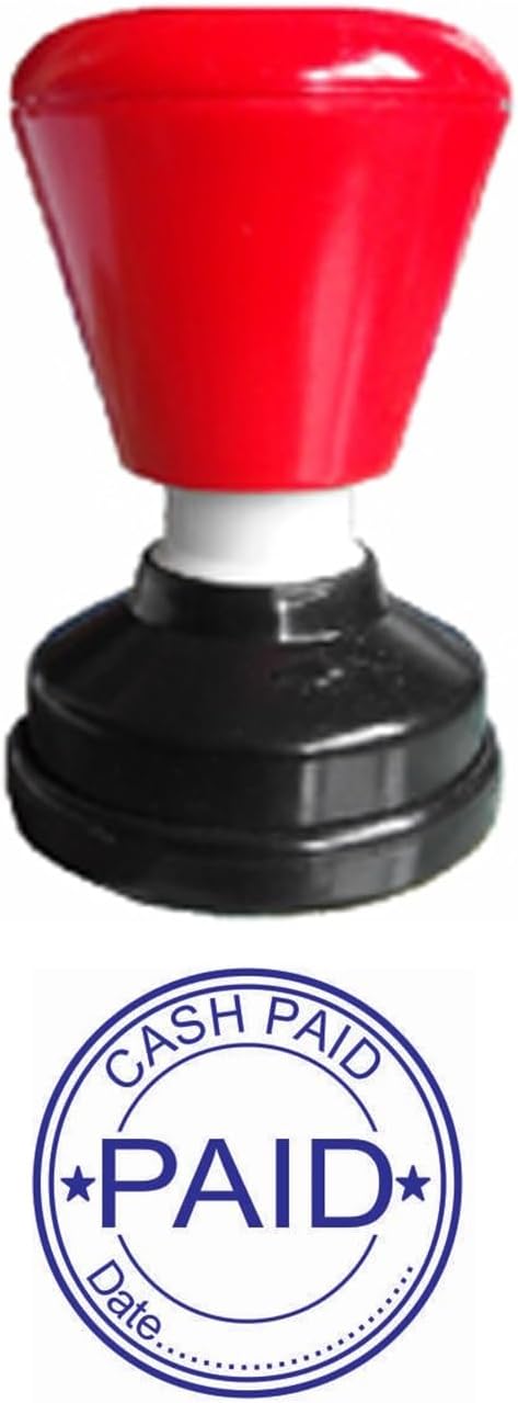 Cash Paid with Date 30mm Round Blue Color self Ink pre Ink Rubber Stamp