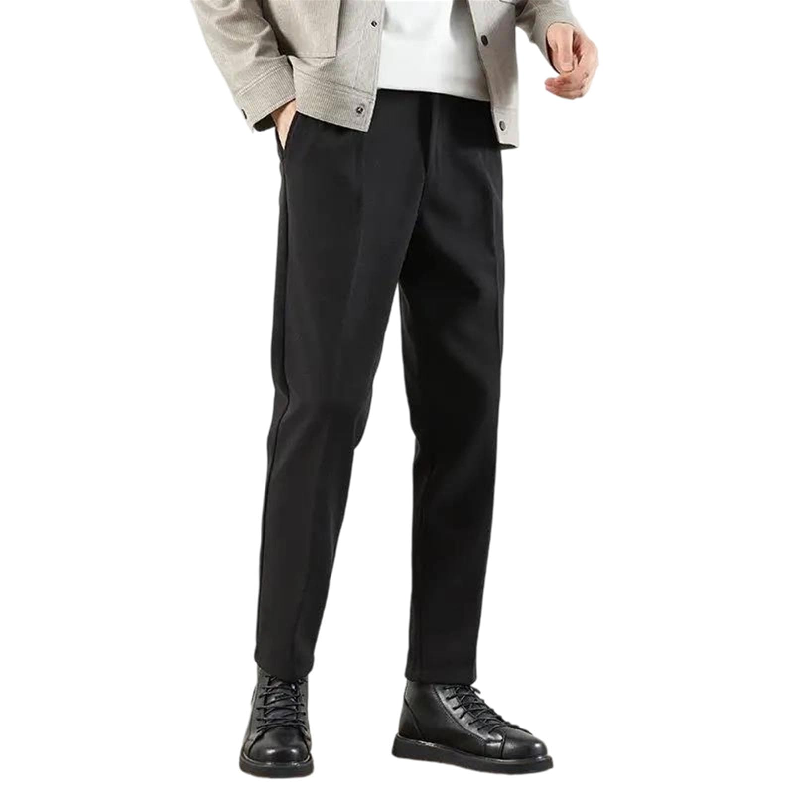 Mens High Waist Suit Pants Business Formal Trousers Classic Straight Fit Thickened Dress Pants for Everyday Wear