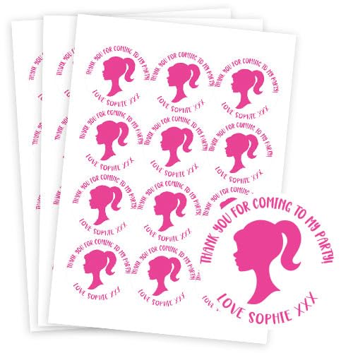 Partyrama.co.uk Multicolour Doll Style Head Design Personalised Round Stickers 60Mm - Single Sheet - 12 Stickers