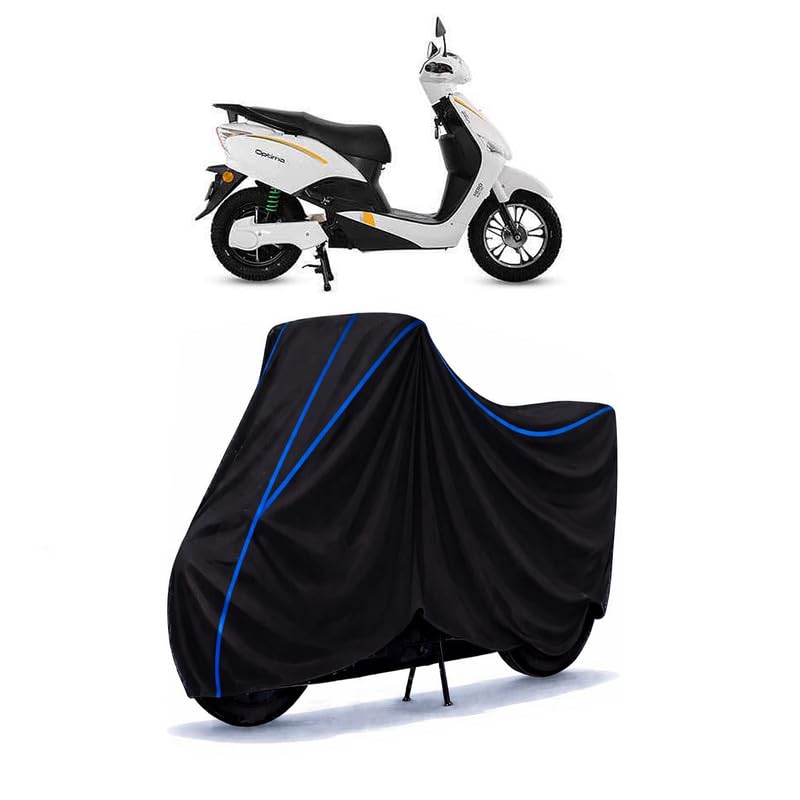 Image of Scooty Cover Water Resistant for Optima Plus | Universal Scooter & Bike Cover | Heavy Duty UV Dust, Rain & Scratch Protection | Elastic Fit All Weather Indoor Outdoor | Black with Blue Piping