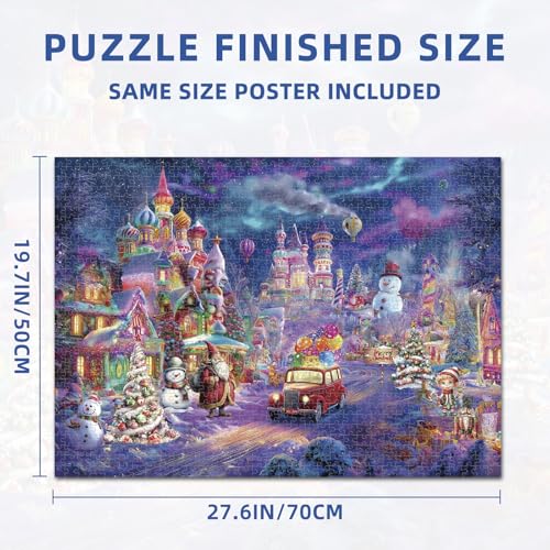 Jigsaw Puzzles 1000 Pieces for Adults or Families Pieces Fit Together Perfectly (Christmas-Castle), 27.56" X 19.69" - Image 2