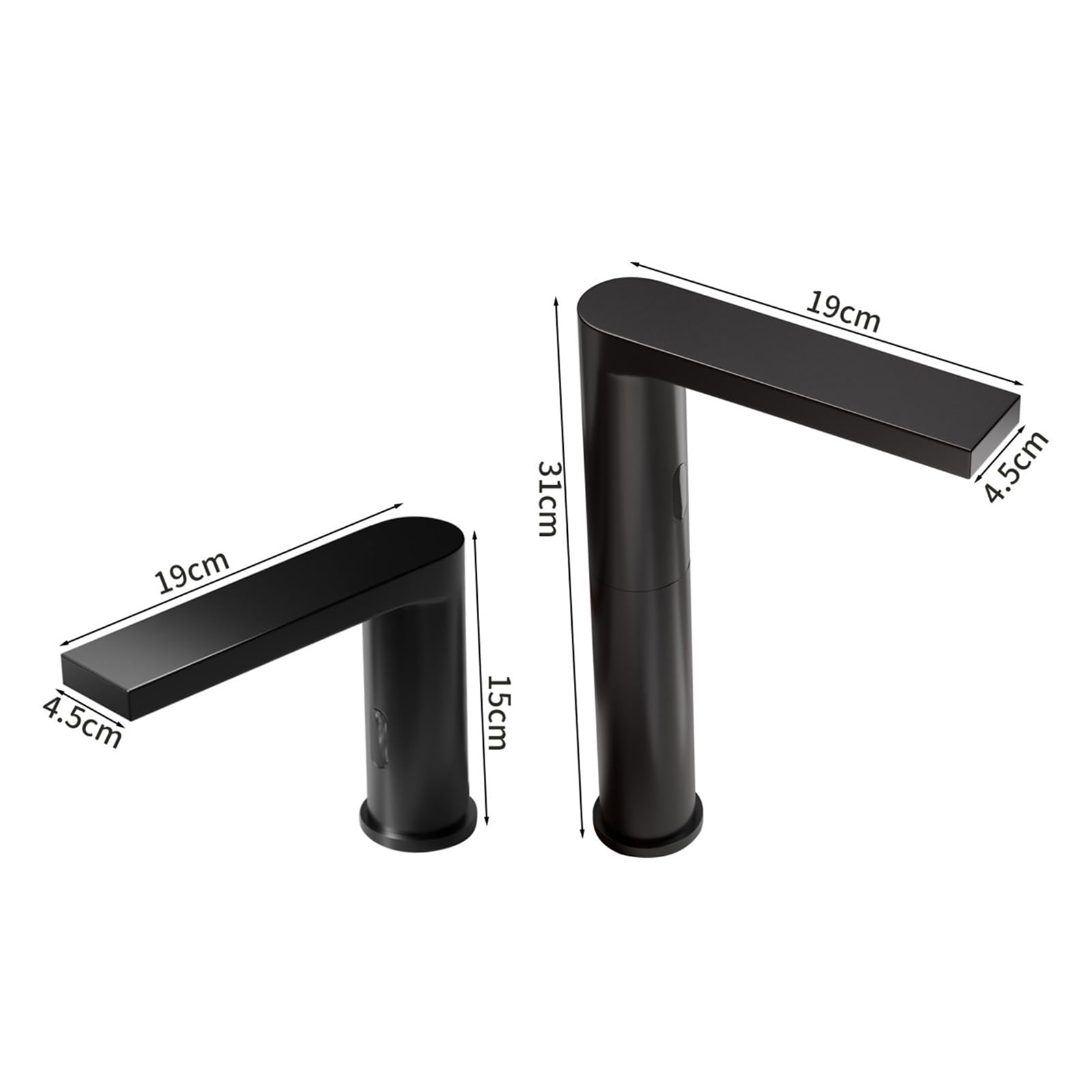 XJTNLB Wasserhahn Bad Automatik Waschbecken Armaturen Infrarot Schwarz Waschtischarmatur Hoch Sensor Batteriebetrieben Wasserhahn Warm Kalt