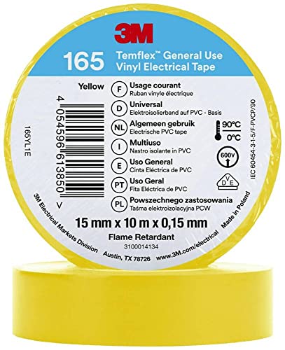 3M Temflex™ 165 165YL1E Nastro isolante Temflex™ 165 Giallo (L x L) 10 m x 15 mm 1 pz.