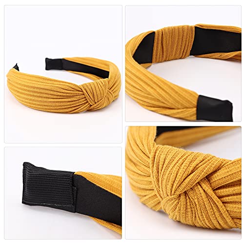Image of DRESHOW 8 Pack Knotted Headbands for Women Wide Turban Headband Yoga Exercise Ribbing Hair Hoop Hair Bands Accessories