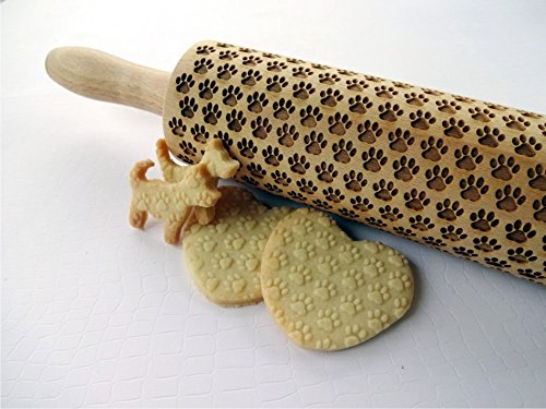Miniatura 3 de PAW Embossing Rolling Pin Dogie Paw Pattern Laser Engraved with Cat's Paw for Embossed Cookies by AlgisCrafts