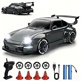1:24 Scale RC Drift Car with LED Lights, 25km/h 4WD High Speed, Dual Batteries 50+ Min Play, 2.4GHz Remote Control, Multi-Surface Drift Tires, Racing Toy Vehicle for Adults Boys Girls, Storm Drive