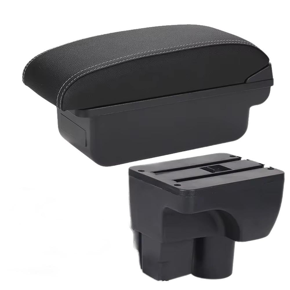 FSOZDBBPL For Chevrolet Sail 3 For Aveo 3 Car Armrest Box Retrofit Parts Storage Box Decoration Interior Parts(C3 Black white NO USB)