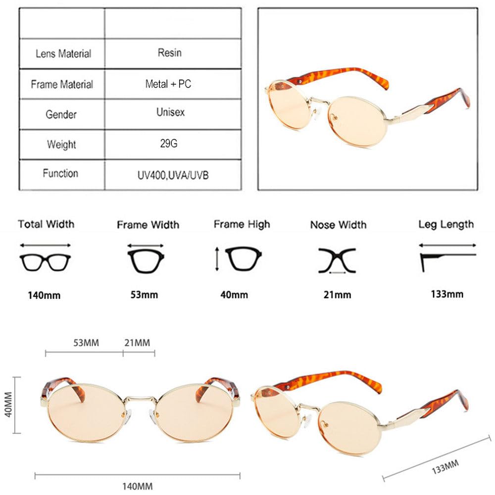 Okulary przeciwsłoneczne owalne z metalu w stylu retro, damskie, modne, w cukierkowych odcieniach, UV400, męskie, punkowe, na zakupy, na plażę, na imprezę, na rower