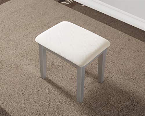 Roundhill Furniture Moniys Wood Moniya Makeup Vanity Table And Stool Set, Silver #TOP3