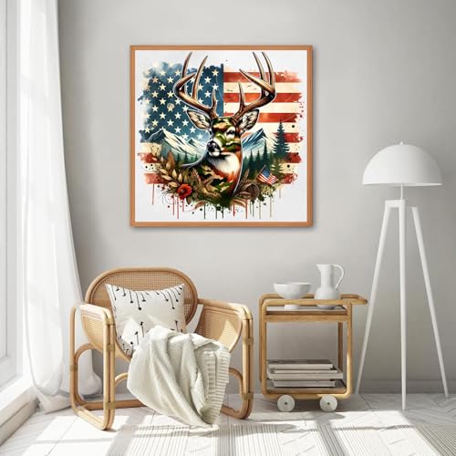 Arttoplus Independence Day Diamond Art Kits for Adults- 4 of July 5D Diamond Painting Kits for Adults Beginners,DIY Full Drill Diamonds Deer Gem Art Kits for Gift and Home Decoration(14x14 inch) — view 5