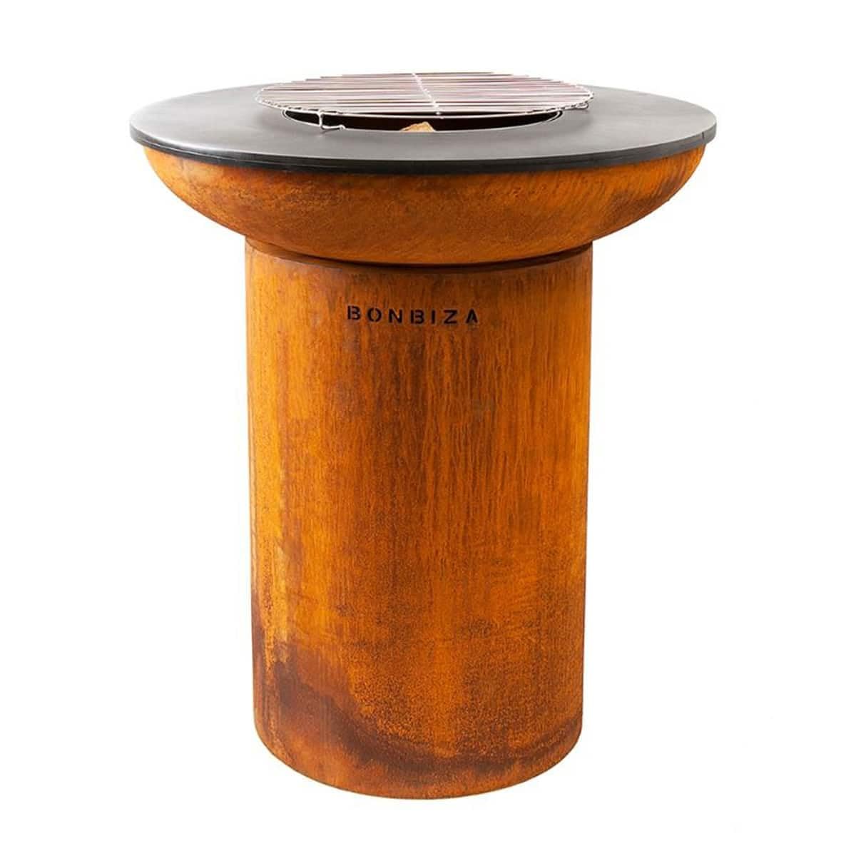 BonFeu BonBiza Röst Feuerkorb für den Garten – Feuerschale Ø80 cm – Feuerstelle aus Stahl – mit Grillrost & Plancha
