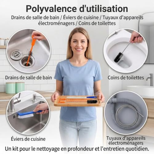 4 Pièces Déboucheur Canalisation, Brosse Flexible pour Évier et Tuyaux – vue 7