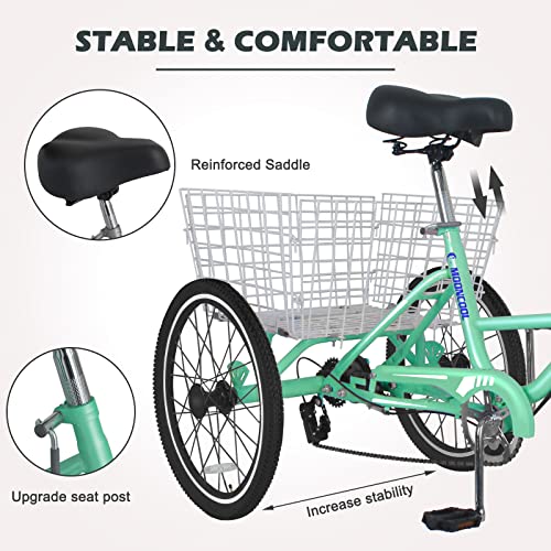 Barbella Adult Folding Tricycles Folding Bikes, 7 Speed 20/24/26 Inch 3 Wheel Adult Trikes Cruiser Bike With Large Basket, Foldable Tricycle For Adults, Women, Men, Seniors #TOP5