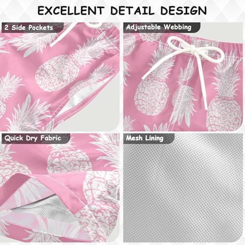 DOMIKING White Pineapple Fruit Toddler Boys' Swim Trunks Mesh Lining Swim Shorts for Boys Beach Pool Adjustable Waist3
