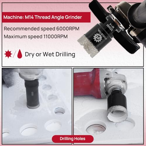FOCSTOL Diamond Drill Bit Set, Tile Hole Cutter Set 4pcs (20/25/35/50mm) - Image 3