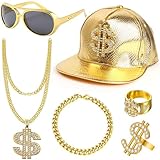 Betrynidil Disfraz Rapero, Disfraz De Rapero De Los 80, Disfra De Rapeo De Hip Hop, 80s 90s Kit De Party Favors Decoración De Fiesta (6 piezas)