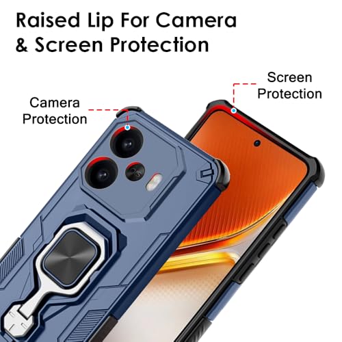 Image of TheGiftKart Tough Armor Bumper Back Case Cover for iQOO Neo 10R 5G | Ring Holder & Kickstand in-Built | 360 Degree Protection Back Case Cover for iQOO Neo 10R 5G (PC & TPU, Blue)