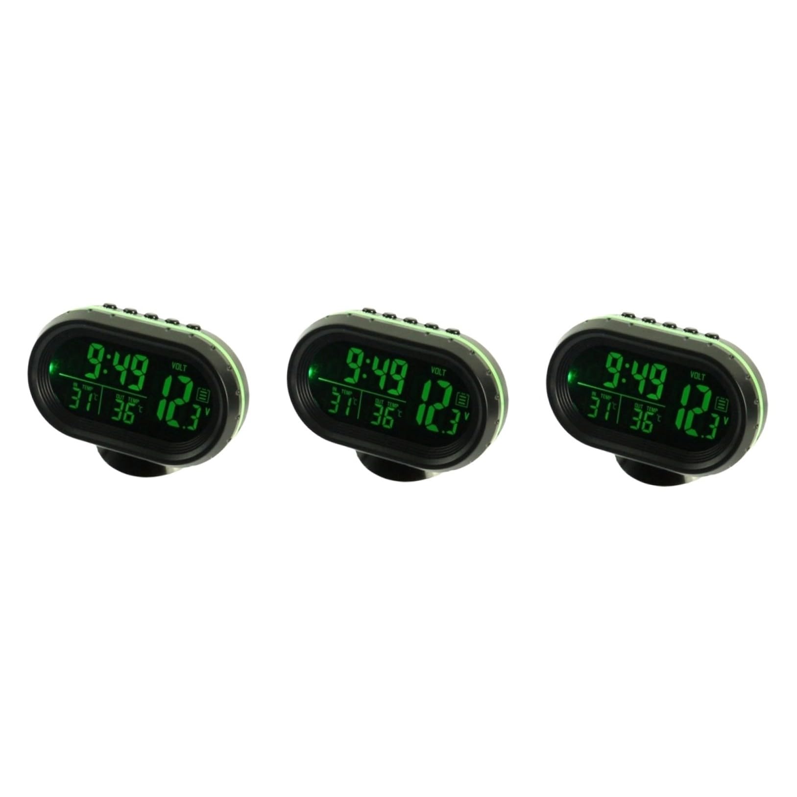 Gatuida 3piezas Reloj Digital De Salpicadero Para Coche Con Calendario y Soporte Verde Fácil Instalación Alta Definición Diseño Con Patas Retráctiles Adhesivo Incluido