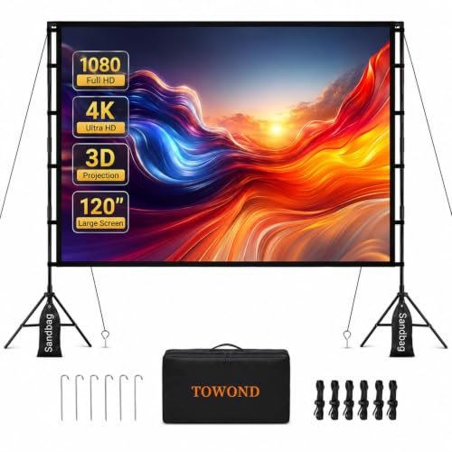 120 Inch Projector Screen with Stand for TOWOND Outdoor 4K Backyard Movies