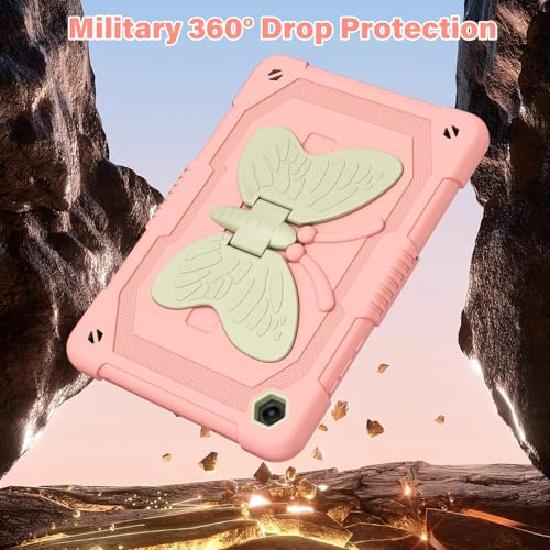 Image of Cover for Samsung Galaxy Tab A11+ Plus /A9+ Plus Case with Screen Protector, Galaxy Tab A11+ /A9+ 11 inch 2025 /2023 Released with Butterfly Stand Shoulder Strap Shockproof case for Kids Girl, Pink
