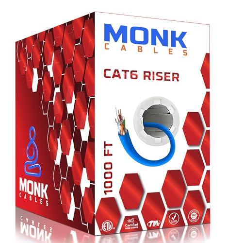 Cable MONK CABLES CAT6 Riser 1000 ft Azul UTP miniatura 1