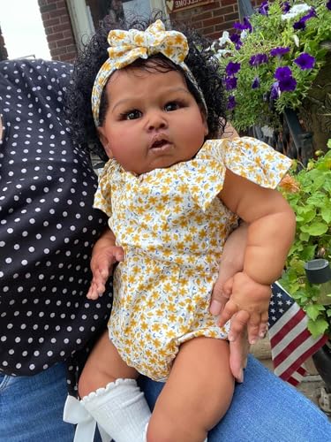 Muñeca Reborn Realista Bebé de 60 cm Cuerpo de Tela Negra miniatura 6