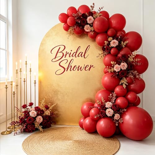 Image of 108Pcs Double Stuffed Red Balloon Garland Arch Kit
