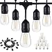 Outdoor Commercial String Lights- AMLIGHT 24 Ft Heavy Duty Weatherproof Lighting Strands- 14 Gauge Black Cable with 12 Hanging Sockets- 18 Bulbs- Perfect Patio Garden or Party