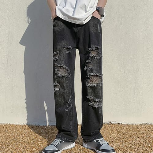 Men Ripped Beggar Denim Pants Distressed Straight Fit Mens Jeans Destroyed Leg Moto Biker Jean3