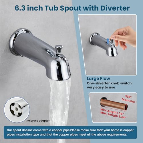 Image of gotonovo Bathroom Shower Head Kit High Pressure Combo System Shower Faucet 6 Modes ABS Handheld Spray Shower Trim Kit Valve Included Shower Head and Handle Set Polished Chrome