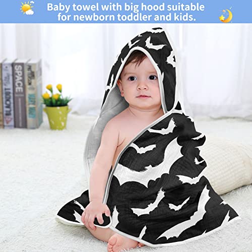 Image of Bat Baby Bath Towel, Cute Ultra Soft Absorbent Hooded Baby Towel Newborn, Infant & Toddler, 30 x 30 Inch