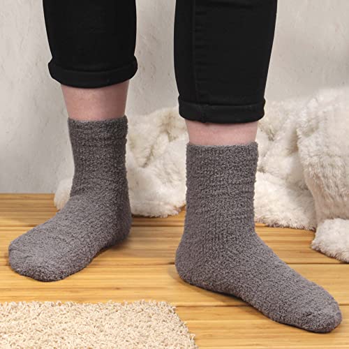 Image of BambooMN Women's Girl Fuzzy Warm Fluffy Tie-Dye Colorful Fun Crew Socks - 4 Pairs