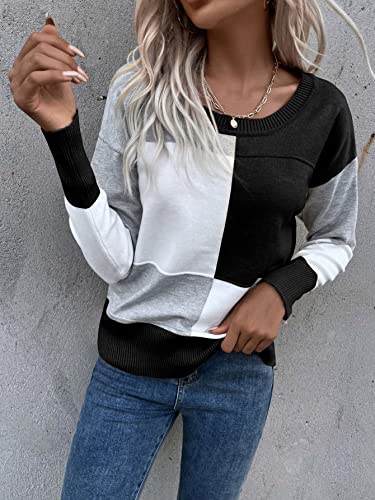 SOLY HUX Women's Casual Color Block Long Sleeve Crewneck Pullover Top Sweater4
