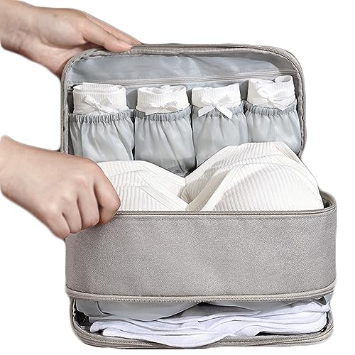 UMMEI Sac de Compression de Valise Cube Portable d'emballage de Voyage, Sac de Rangement de Valise de Famille, sous - vêtements, Chaussettes et sous - vêtements Stockage,Gris,10.6inch