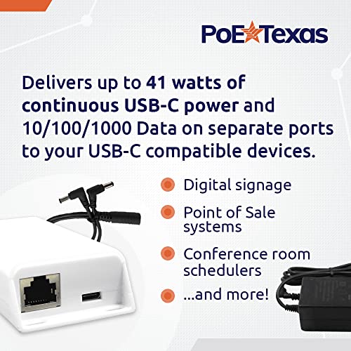 Kit PoE Texas de conversión PoE a USB-C con alimentación y datos separados: hasta 41 W, compatible con Dell, HP, Chromebook y más laptops miniatura 2