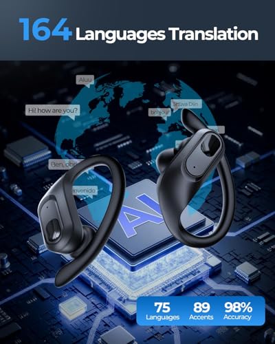 Image of occiam Wireless Earbuds Bluetooth Headphones Ear Buds 96Hrs Playback Sport Over-Ear Waterproof Wireless Headphones Earphones with Earhooks ENC Mics Clear Call for Sport Running Workout (Black)